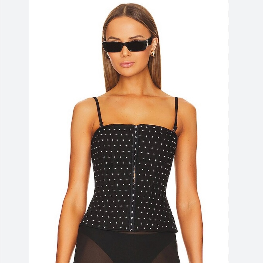 WeWoreWhat Rhinestone Corset Peplum Top